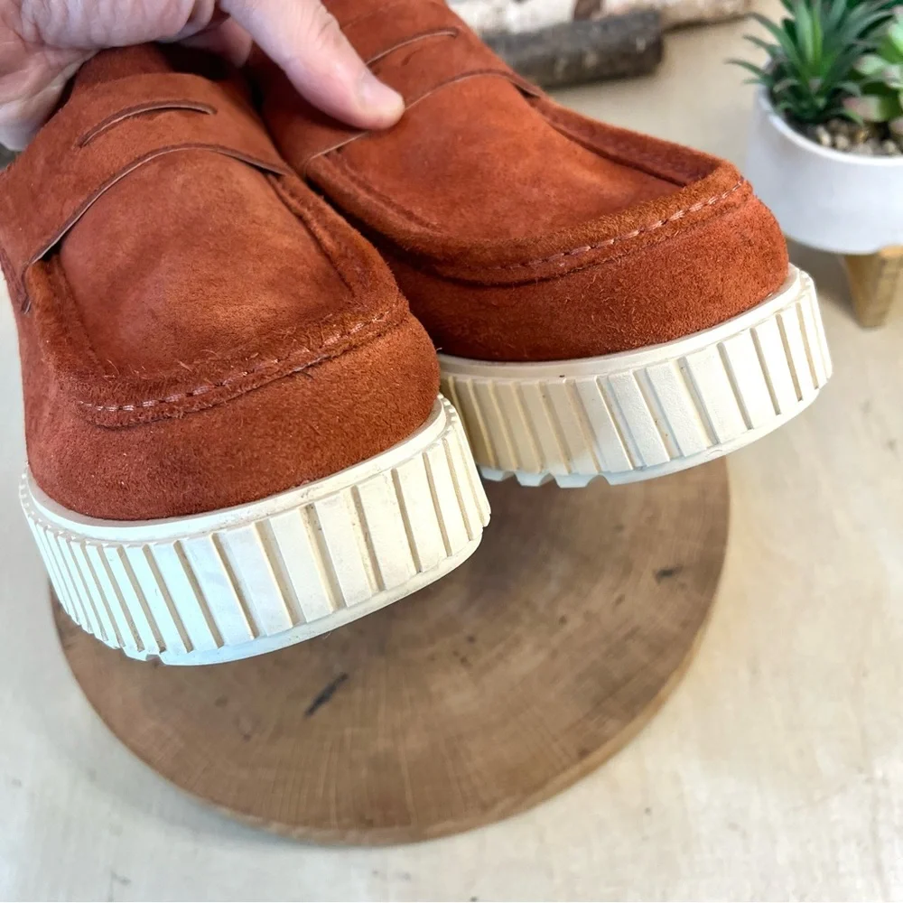Sorel Suede Penny Mule in Burnt Orange and Cream Platform - Picture 14 of 16